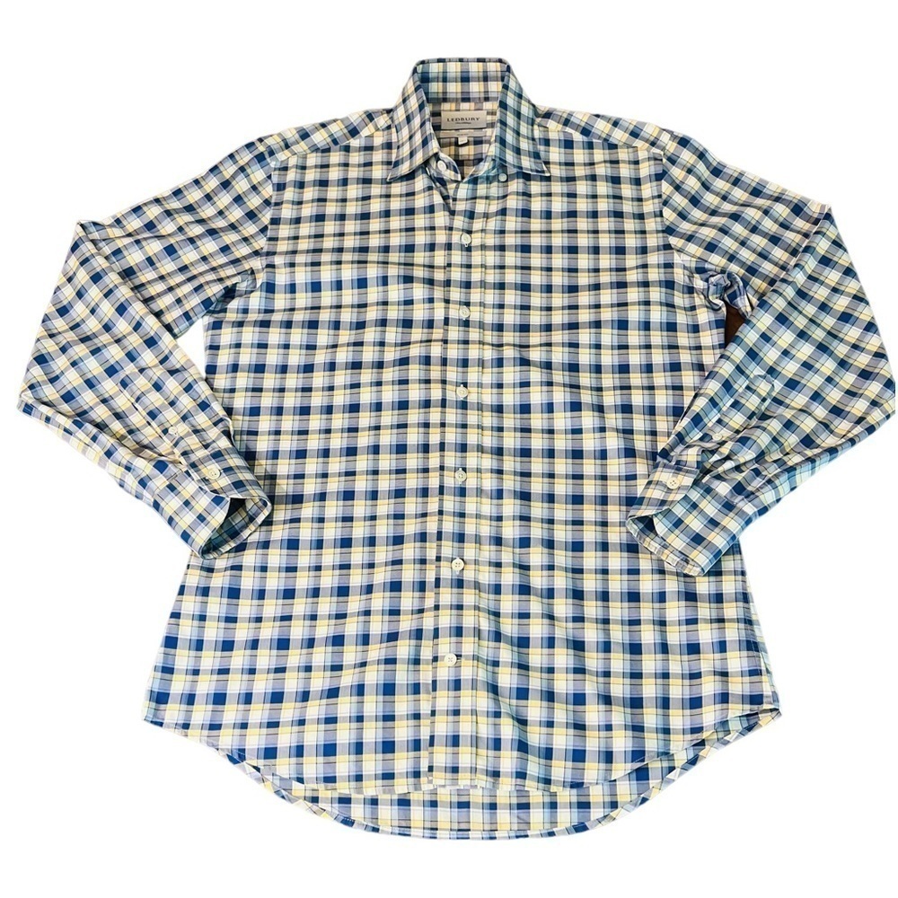 LEDBURY MENS LONG SLEEVE SLIM FITTED BUTTON DOWN SHIRT SIZE 15 1/2